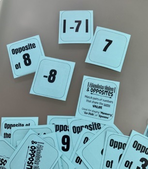 Preview of Math Card Deck- Absolute Value & Opposite Pairs
