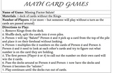 Math Card Games (3 for beginning/end of year fun or as a s