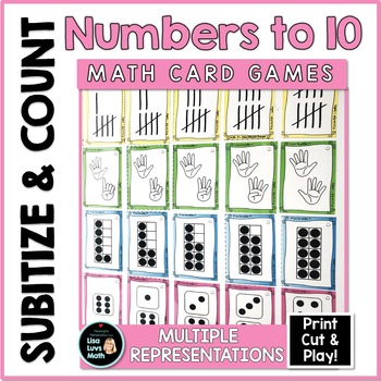 Preview of Math Card Games  - Numbers to 10  -  Subitize -  Count - Kids Play Cards