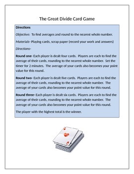 Preview of Math Card Games for dividing and multiplying