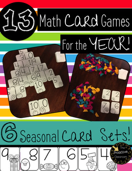 Preview of Math Card Games Center for the Year Activities Addition, Subtraction, Counting
