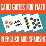 Math Card Games in English and Spanish - Number Sense, Sub