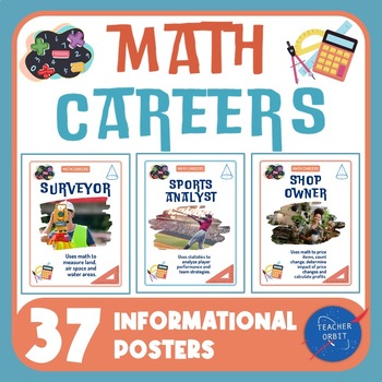 Preview of Math Careers Posters | Classroom Decor Real World Connection STEM Back to School