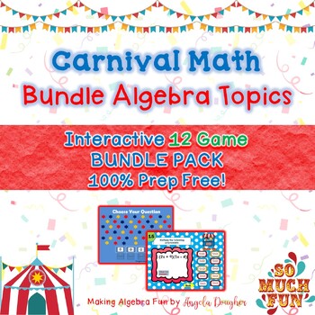 Preview of Math Carnival Bundle (12 Games) Algebra Equations, Slope, Probability, etc.