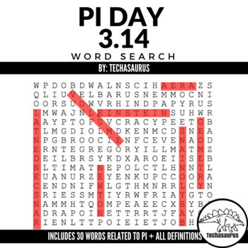Preview of Pi Day Activity - Pi Vocabulary Word Search Math Sub Lesson Plans