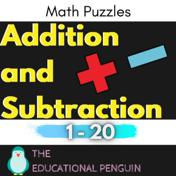Preview of Math Center Addition and Subtraction 1 to 20 - Math Puzzle BOOM Cards