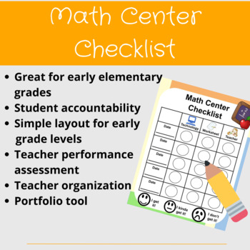 Preview of Math Center Checklist