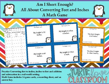 Preview of All About Converting Feet and Inches A Math Game