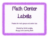Math Center Labels
