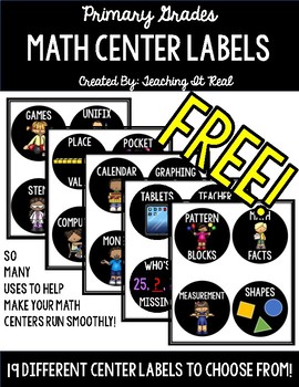 Preview of FREEBIE!!! Math Center Labels
