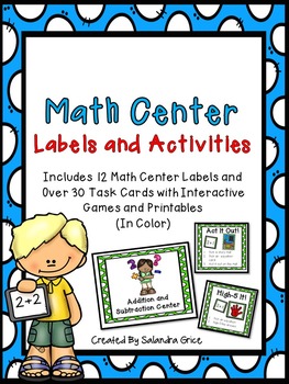 Preview of Math Center Labels and Activities