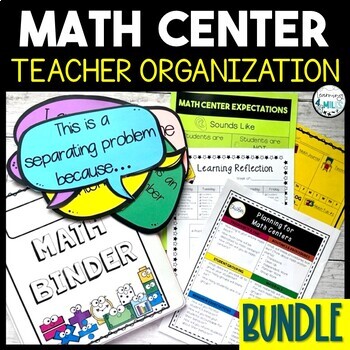 Preview of Math Center Toolkit Teacher Organization Binder and more BUNDLE
