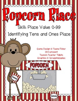 Preview of Popcorn Place Value 1-99 Math Center Envelope Game