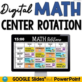 Preview of Math Center Rotation Slides with Editable Center Rotation Charts and Timers