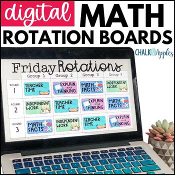 Preview of Math Center Rotation Slides with Timers Editable Digital Center Rotation Charts