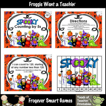 Math Center--Spooky Counting by 5s (Sequencing Numbers Puzzles) | TPT
