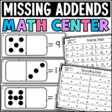 Math Center for Missing Addends: Domino Visual with Dots Addition