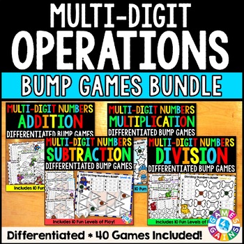 Preview of Multi Digit Multiplication, Long Division, Addition & Subtraction Practice Games