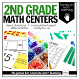 Math Centers {2nd Grade} 28 Centers, Labels, and Visual Directions
