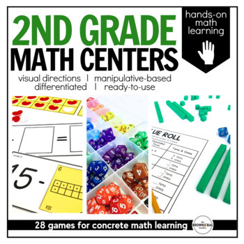 Preview of Math Centers {2nd Grade} 28 Add & Subtract Centers, Labels, Visual Directions