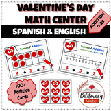 Math Centers - Addition - Valentine Theme - English and Spanish