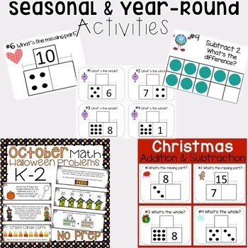 Math Centers Bundle for Kindergarten and First Grade by TheHappyTeacher