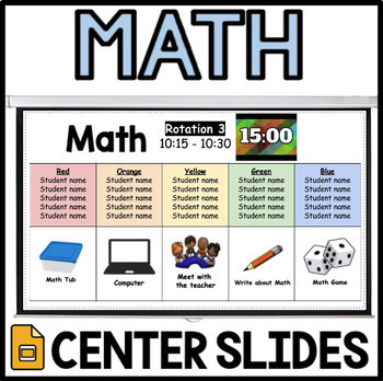 Preview of Math Centers | Center Rotation Slides | Small Groups Google Slides