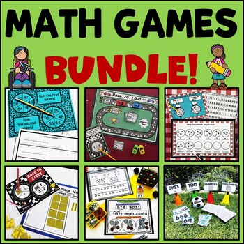 Preview of 2nd Grade Math Review Games | Printable Center Activities and Worksheets BUNDLE