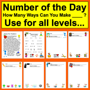 Preview of Number of the Day Math Activities Names for Numbers Early Finishers