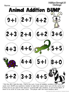 addition to 10 worksheets and activities kindergarten math centers