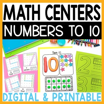Preview of Counting to 10 Math Centers for Kindergarten, Numbers to 10 Digital & Printable