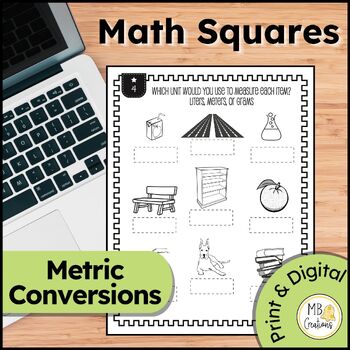 Preview of Converting Metric Measurements Math Tiles - Gifted Enrichment Logic Puzzles