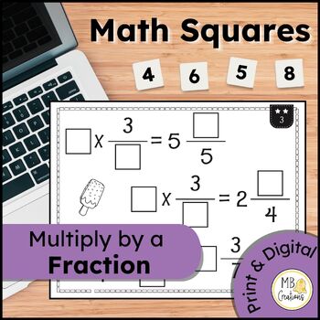 Preview of 4th Grade Multiply Fractions Math Tiles - Gifted Enrichment File Folder Game