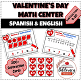Math Centers - Subtraction - Valentine Theme - English/ Spanish
