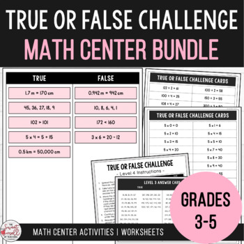 Preview of Math Center Mega Bundle - True or False Challenge Card Sort