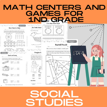 Preview of Math Centers and Games for 1nd Grade - Math Activities - With Digital Resources