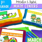 Math Centers for First Grade includes St Patrick's Day