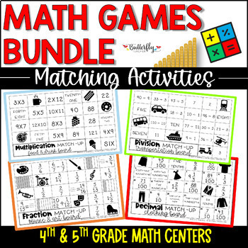 Preview of 4th Grade Math Centers 5th Grade Review Hands-On Math Games