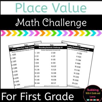 Preview of Math Challenge Place Value Printables