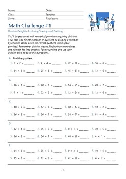 Preview of Math Challenges from Basic to Advanced Divsion (4 digits max)