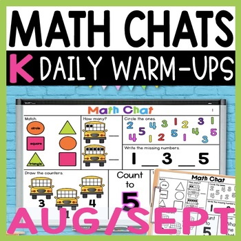 Preview of Daily Math Warm Ups for Kindergarten, Daily Math Talk Spiral Review for Aug/Sept