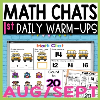 Preview of Daily Math Review for 1st Grade, Math Chats Warm Ups for August and September