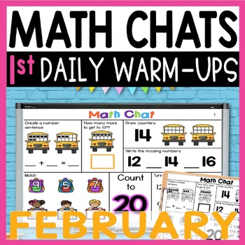 Preview of Daily Math Review for 1st Grade, Spiral Review Math Warm Ups for February