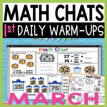 Preview of Daily Math Review for 1st Grade, Spiral Review Math Warm Ups for March
