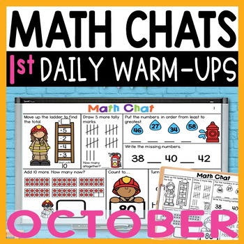 Preview of Daily Math Review for 1st Grade, Spiral Review Math Talks Warm Ups for October