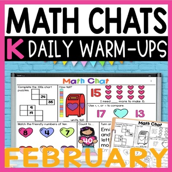 Preview of Daily Math Warm Ups for Kindergarten, Daily Math Talk Spiral Review for February