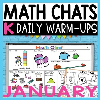 Preview of Daily Math Warm Ups for Kindergarten, Daily Math Talk Spiral Review for January