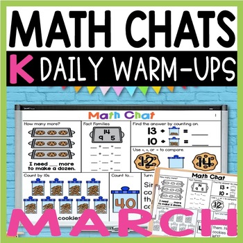 Preview of Daily Math Warm Ups for Kindergarten, Daily Math Talk Spiral Review for March