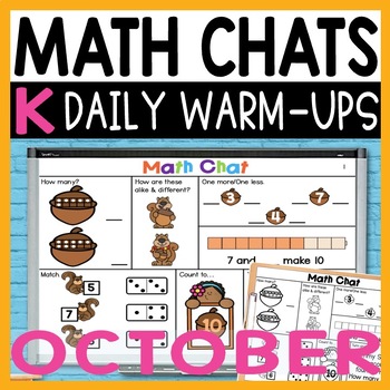 Preview of Daily Math Warm Ups for Kindergarten, Daily Math Talk Spiral Review for October