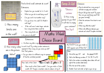 Preview of Math Choice Board - Counting - Differentiated and Teacher Cheat Sheet!